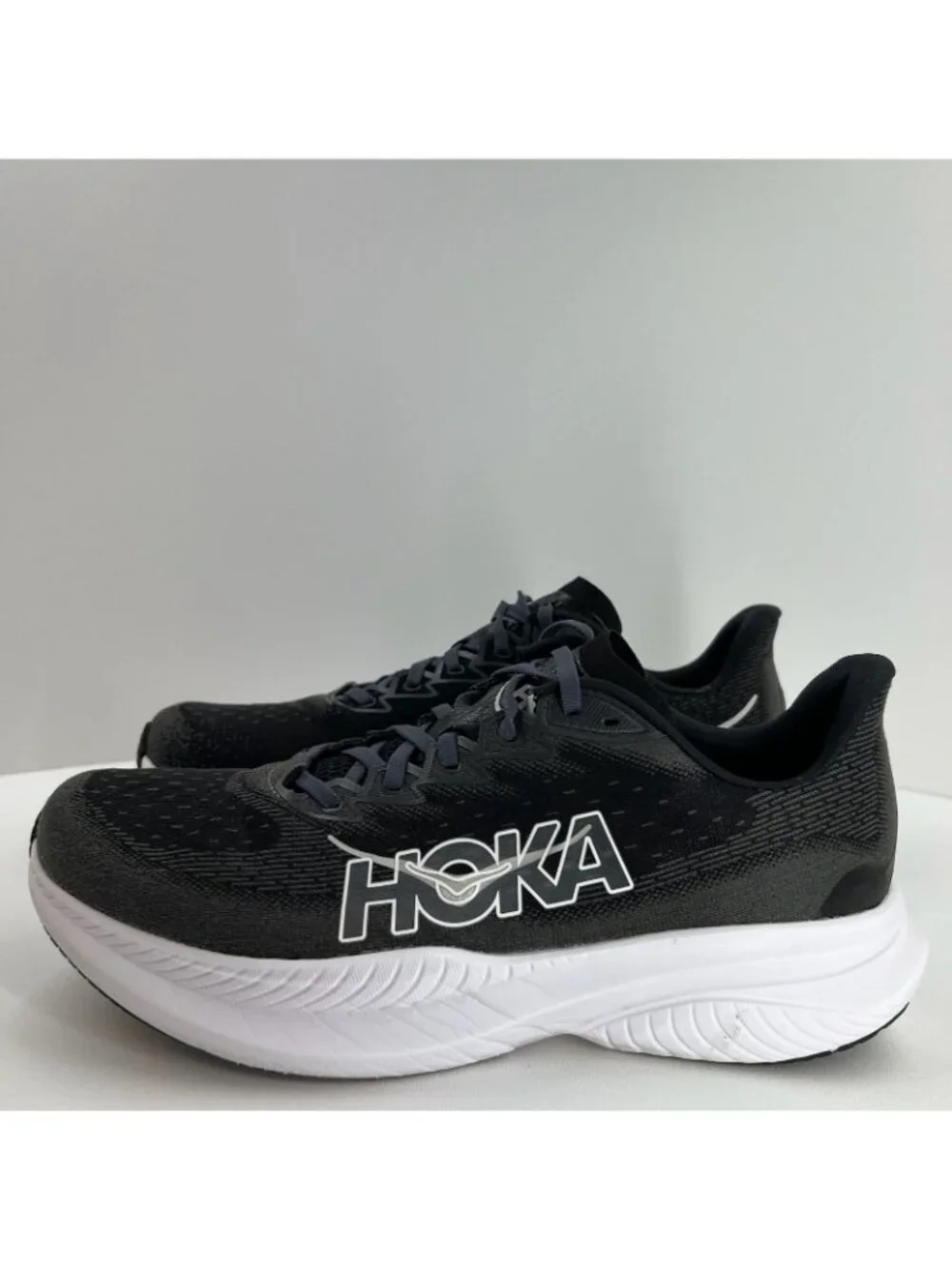 HOKA Mach 6 Running Shoes Mens 12D Lace Up Low Top Mesh Black White 1147790-BWHT - Picture 2 of 10
